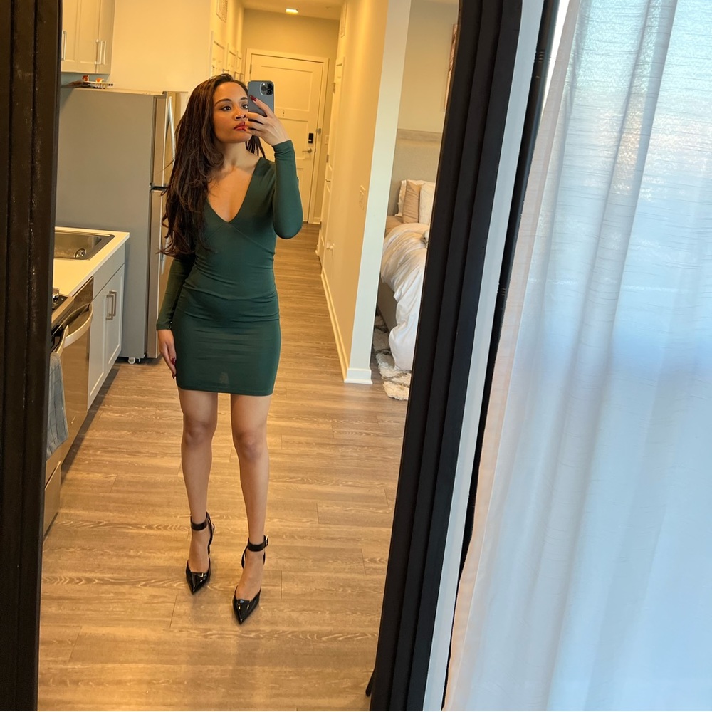 Green body con mini dress- xs